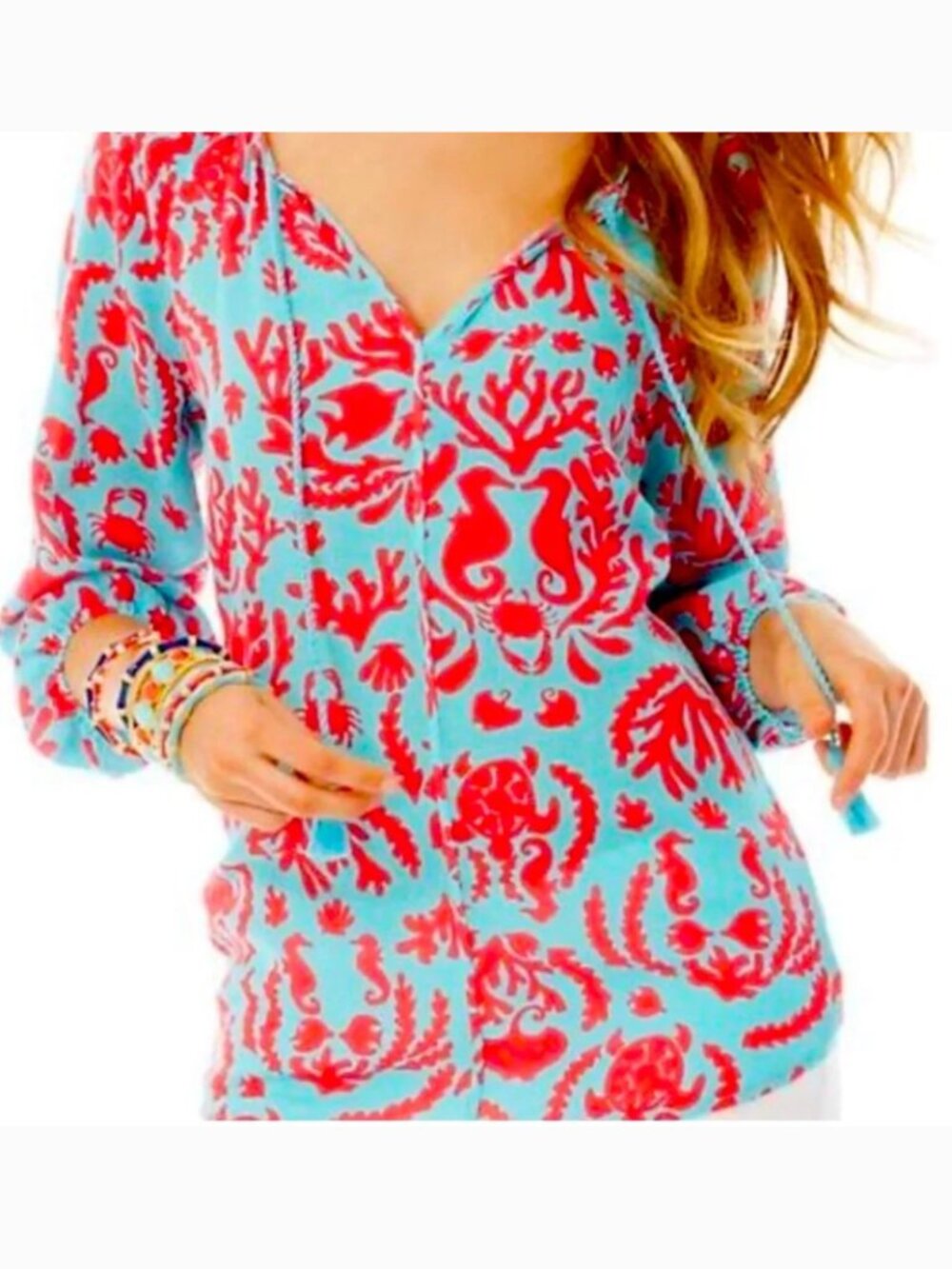 Lilly Pulitzer Etta Top Don't Be Shellfish Size Medium